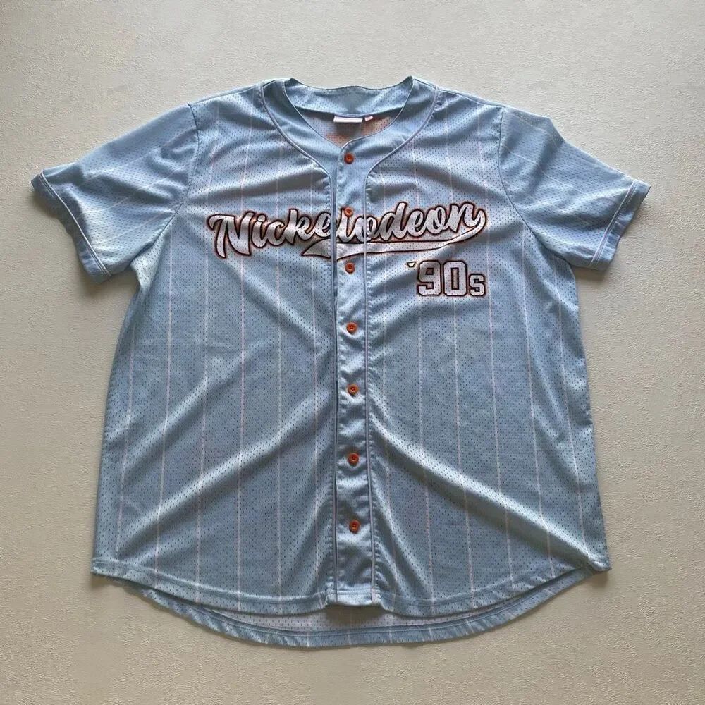 Nickelodeon 90s Cartoon Baseball Jersey | Men’s 3X | All-Over Character Print